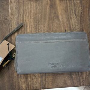 Margot New York Silver Leather Wristlet